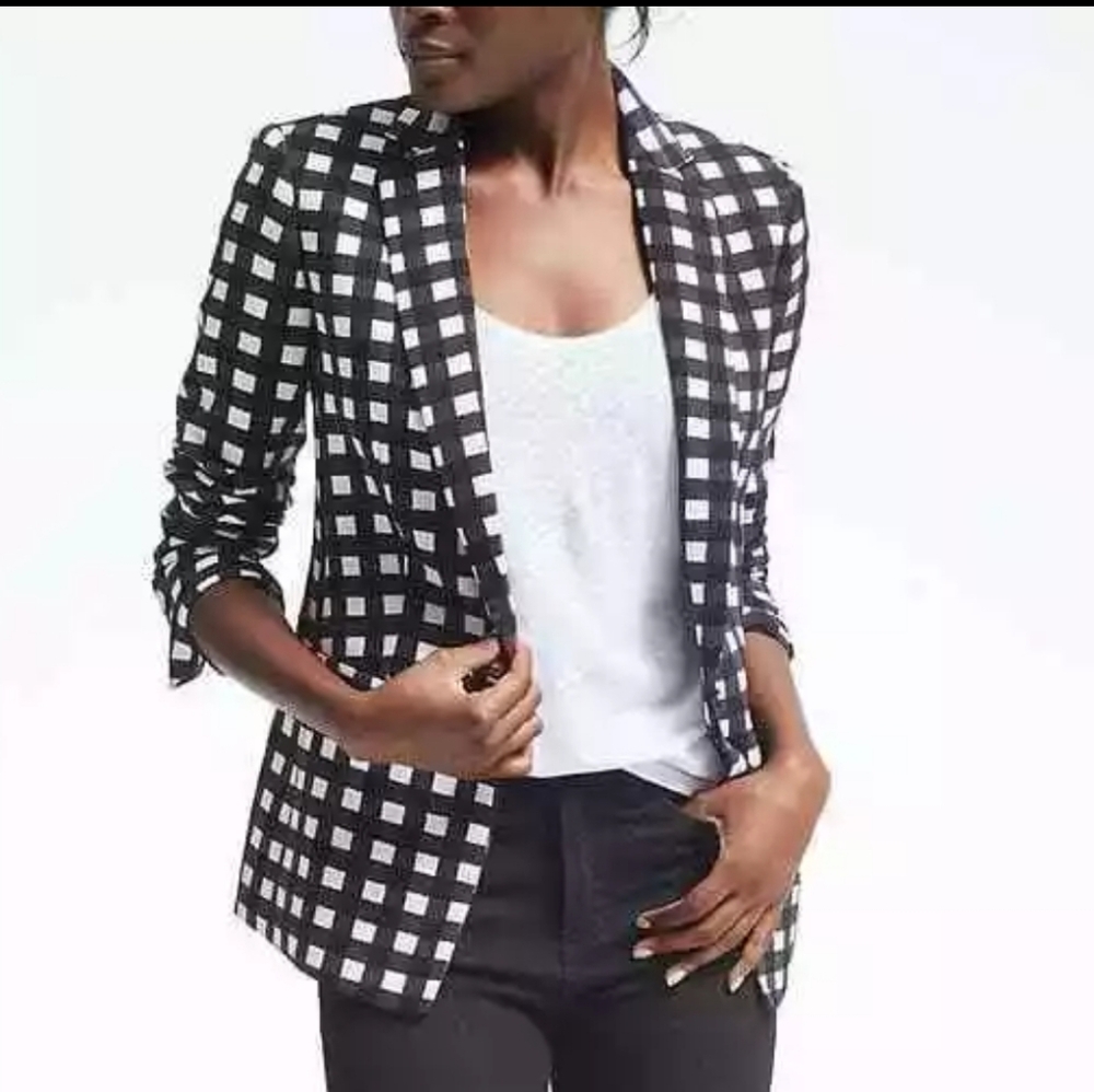 Banana Republic Black & White Checkered Blazer